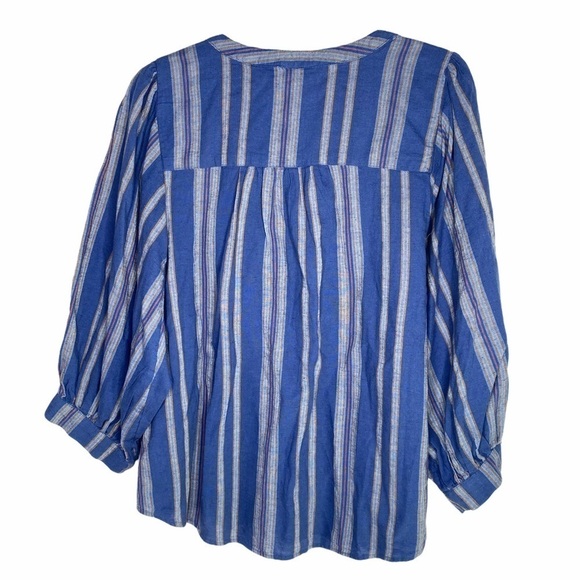 NWT a.n.a  Millie Stripe Navy Poets top - Picture 4 of 13
